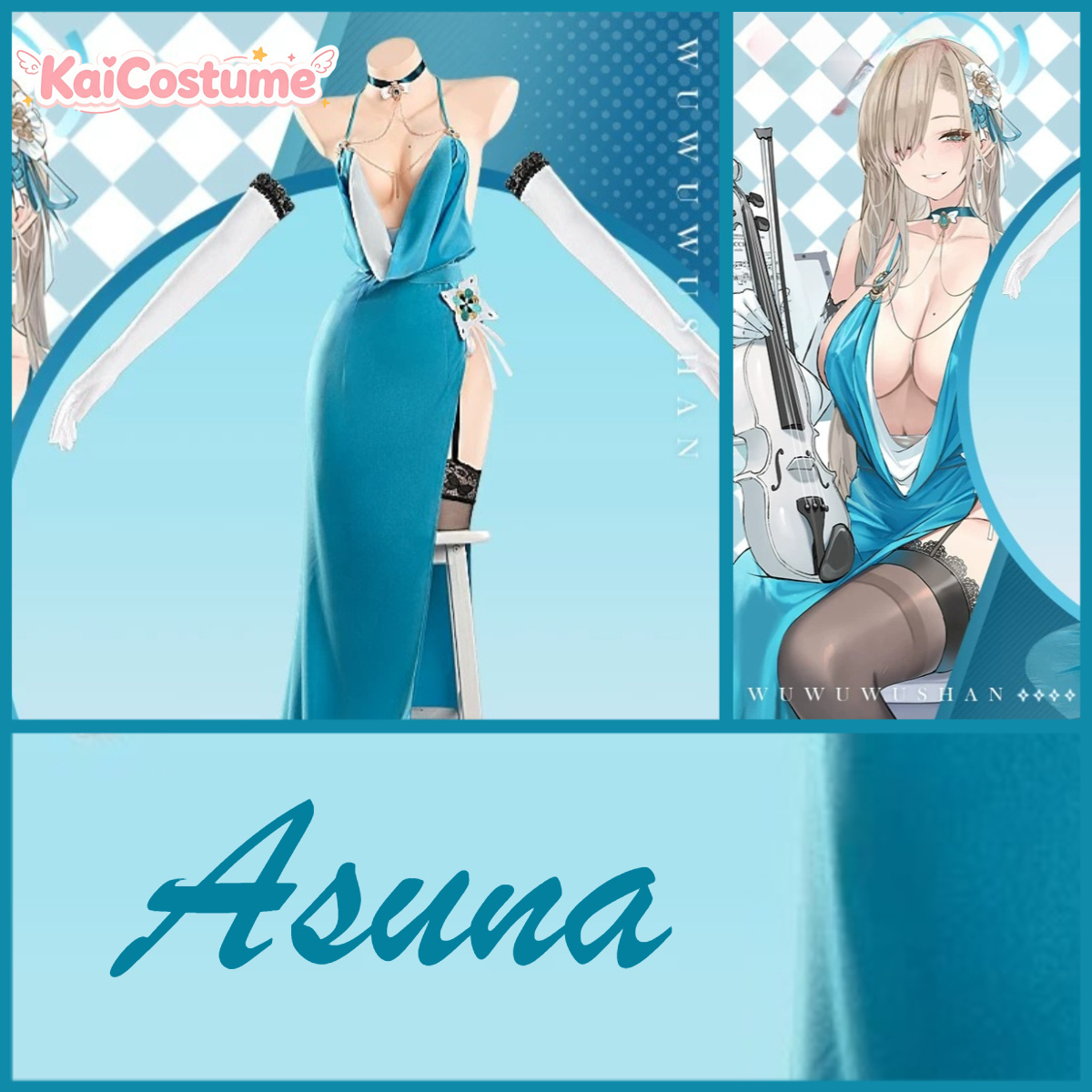 Anime Cosplay Photoshoot - 블루 아카이브 아스나 이브닝 가운 코스프레
