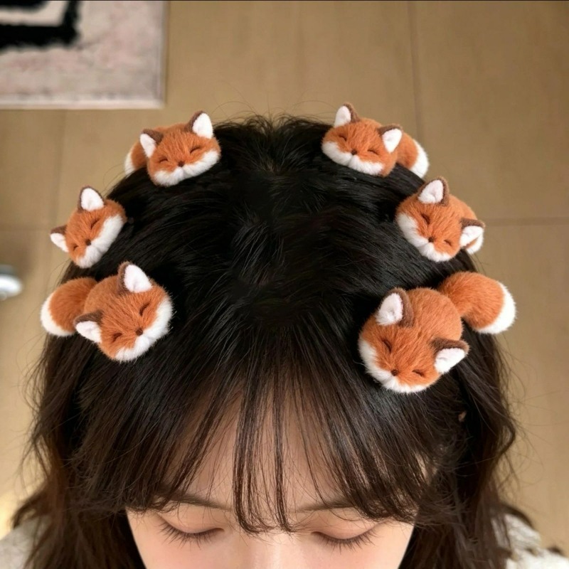 Anime Cosplay Korean Girl - 1/4pcs 3D 플러시 헤어 클립 귀여운