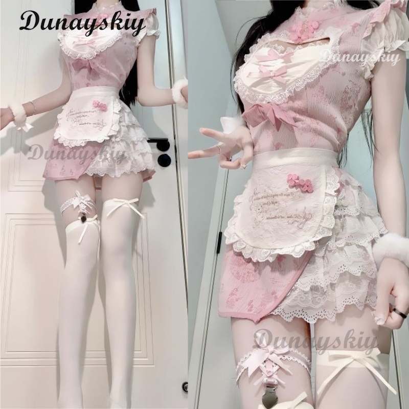 Anime Cosplay Event 2025 - 2025년 신상 핑크 모던 치파오 메이드