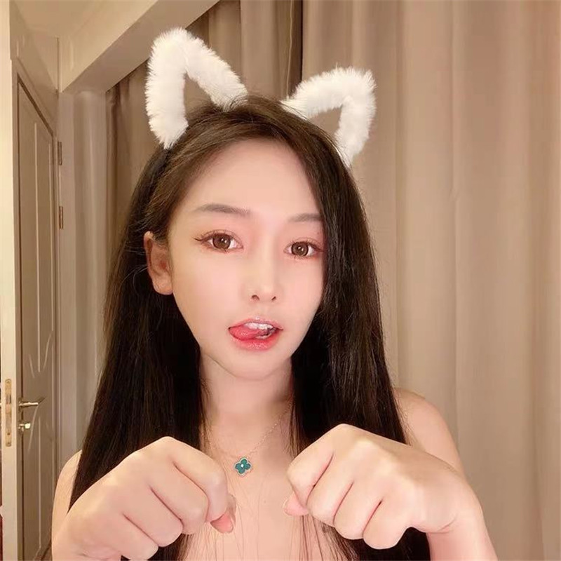 귀여운 모피 새끼 고양이 귀 헤어 밴드 플러시 고양이  - Anime Cosplay Korean Girl 리뷰 및 가격
