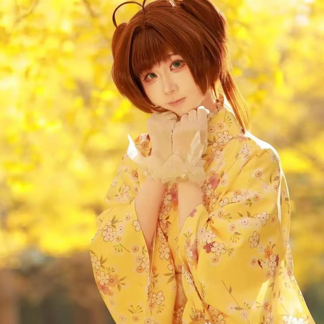 귀여운 노란색 기모노 소녀 일본식 애니메이션 유카타 가 - Asian Cosplay Anime 리뷰 및 가격